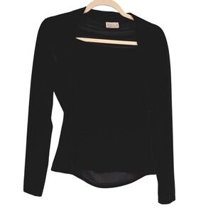 Jonden By Linda Leask Velvet Long Sleeve‎ Top Square Neck Small
